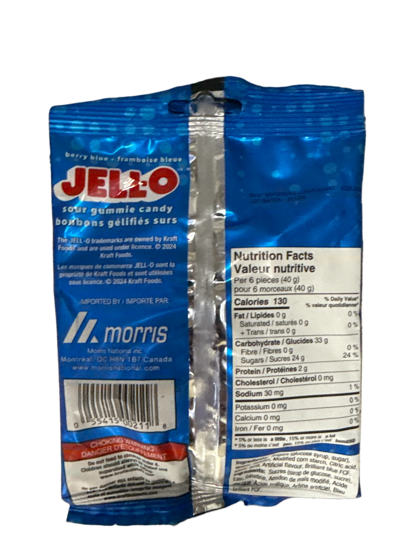 Bonbons gélifiés acidulés JELL-O Berry Blue 127 g - Édition canadienne