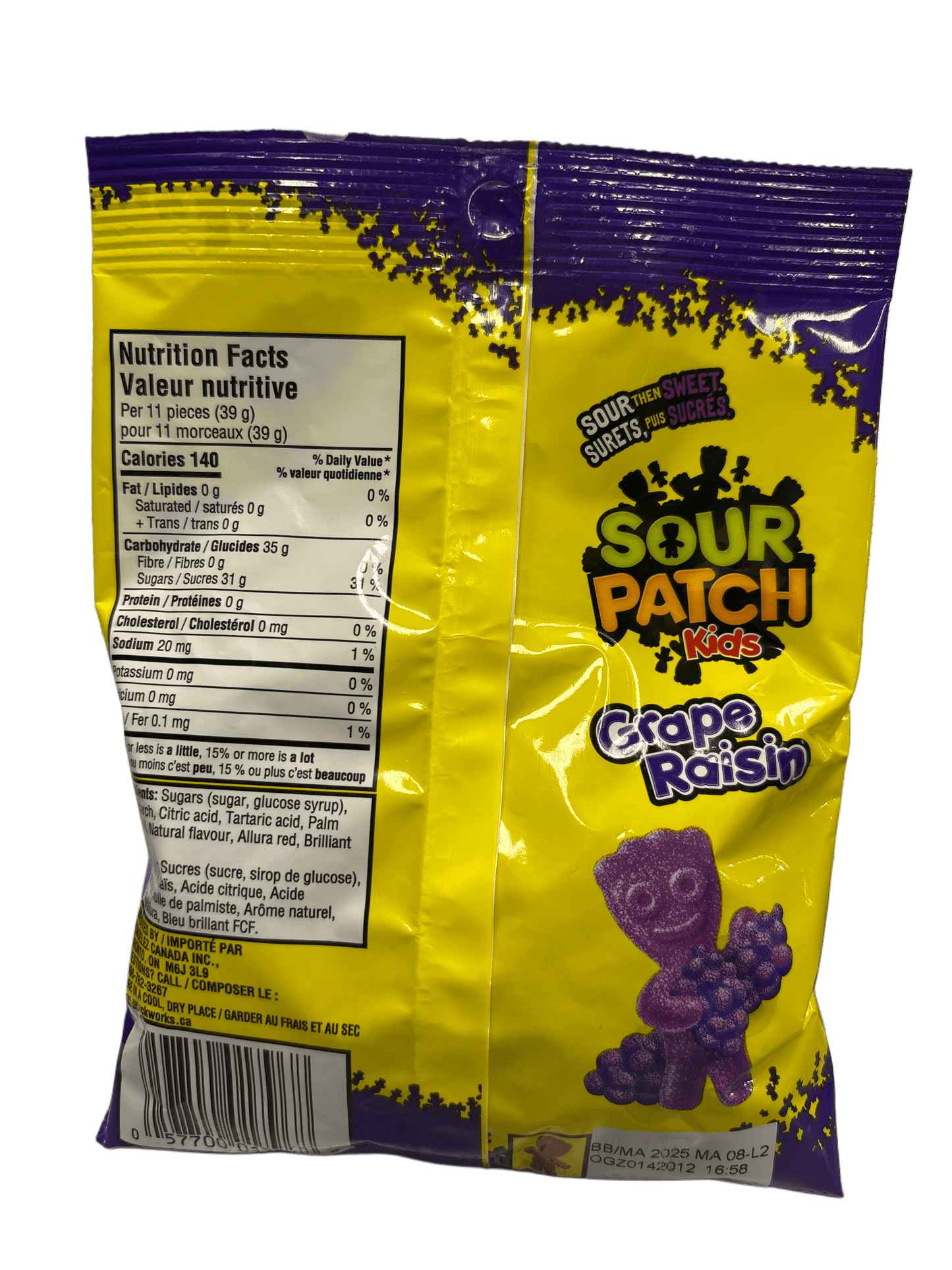 Bonbons Sour Patch Kids saveur raisin 154 g - Édition canadienne
